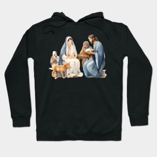 Watercolor Nativity Scene Hoodie